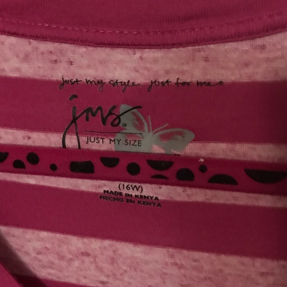 ❌ SOLD ❌ 💗Pink-heatherd striped tee💗 - Picture 3 of 3